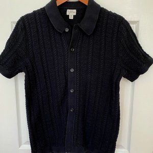 Black J Crew Men's Cable Knit Short Sleeve Sweater Size M